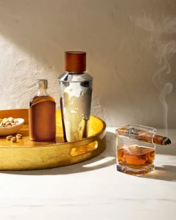 Tommy Bahama Viski® Parker Leather Flask Brown New