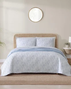 Tommy Bahama Water Leaves 2-Piece Twin Quilt Set Blue Discount