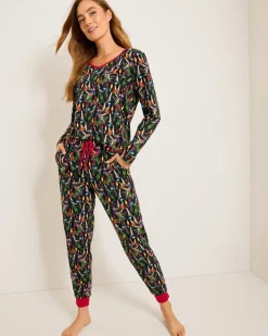 Tommy Bahama Women's Holiday Parrot V-Neck & Pants Family Pajama Set Poinsettia Red Best