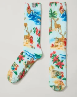 Tommy Bahama Women's Island Soft® Holiday Santa Socks Lt Sky Blue Best