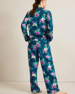 Tommy Bahama Woven Sateen Long Sleeve & Pants Pajama Set Summer Night Clearance