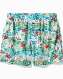 Tommy Bahama Woven Tropical Print Boxers Big Sky Blue Discount