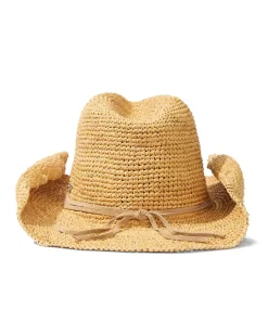 Tommy Bahama Zahara Raffia Cowboy Hat Natural/Gold New